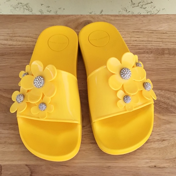 Marc Jacobs Shoes - Marc Jacobs Daisy Yellow Slides with Rhinestones